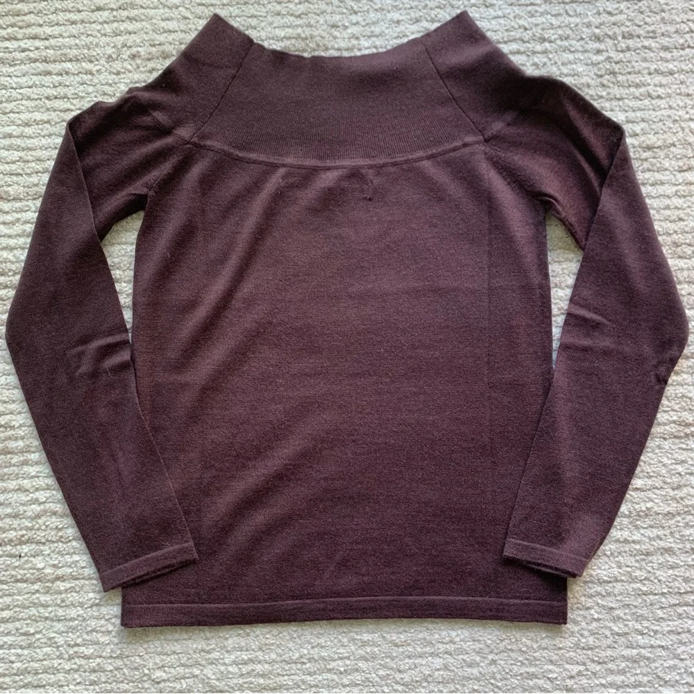 Enza Costa Tissue Wool/Cashmere Exposed Shoulder Sweater Brown NWOT Size Medium - Picture 4 of 7